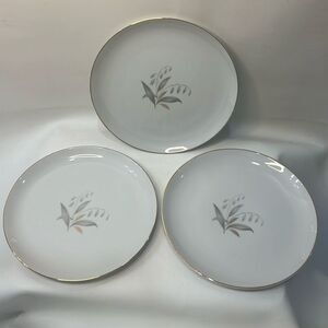 Kaysons Fine China Plates Japan Golden Rhapsody 1961 White Silver Gold Set 3